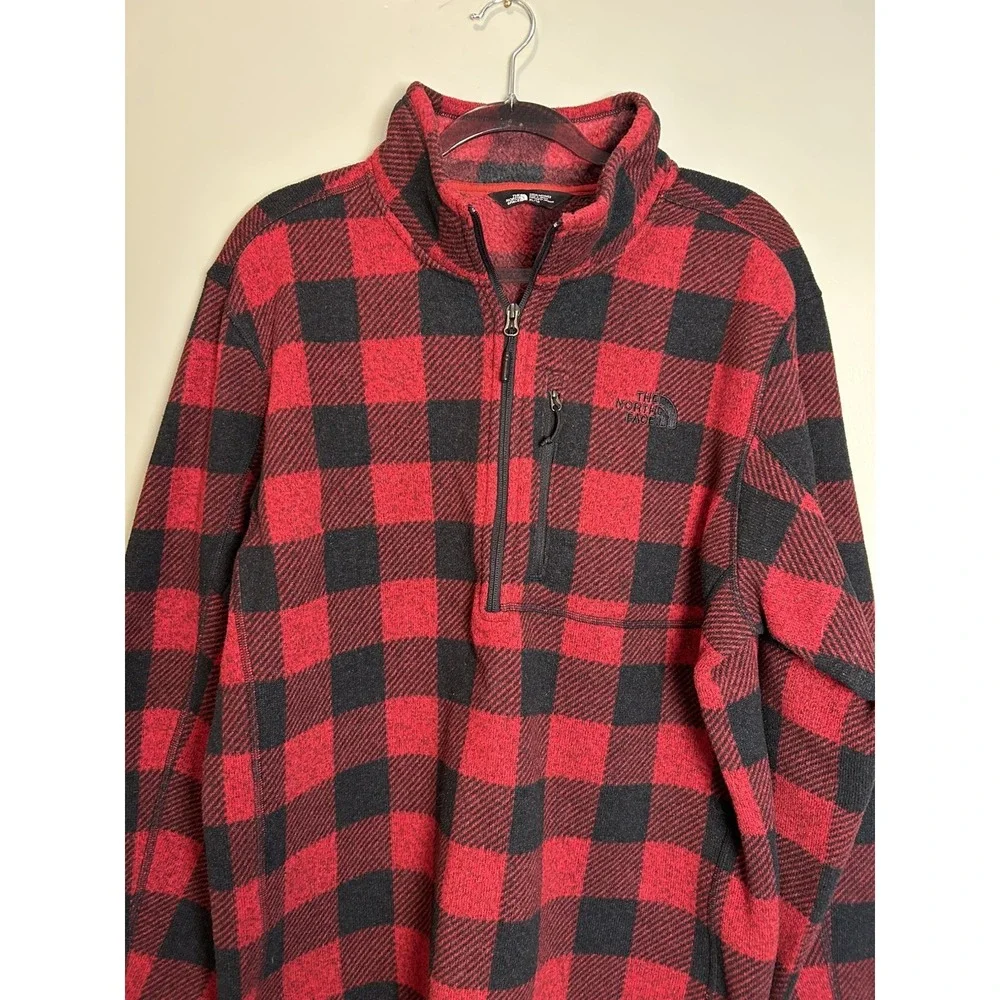 The North Face Gordon Lyons Jacket Men XL 1/4 Zip Fleece Buffalo Plaid Novelty
